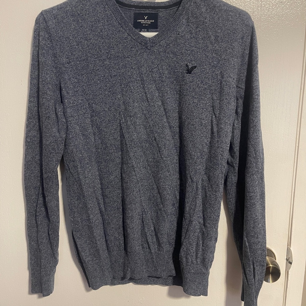 American Eagle Outfitters Men's Charcoal V-Neck Sweater